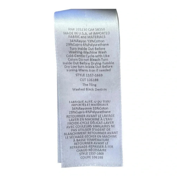 Current/Elliot The Fling Washed Black Destroy Boyfriend Black Jean Women Size 23 - Picture 10 of 11